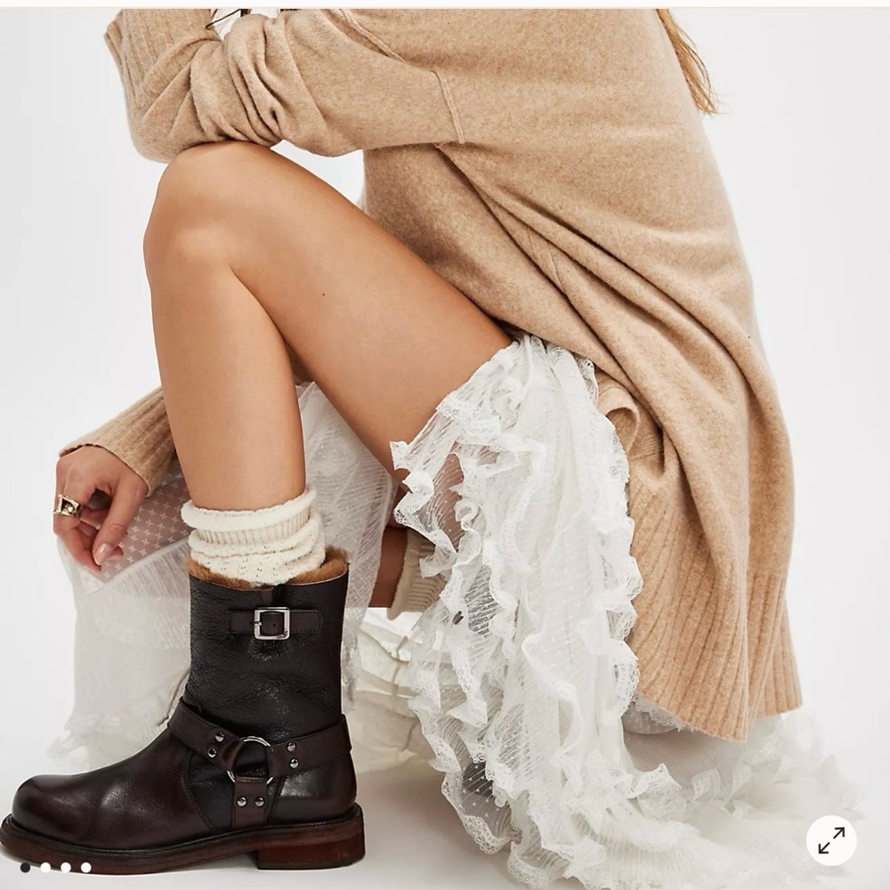 Free People Silverstone Shearling Moto Woman Leather Boots